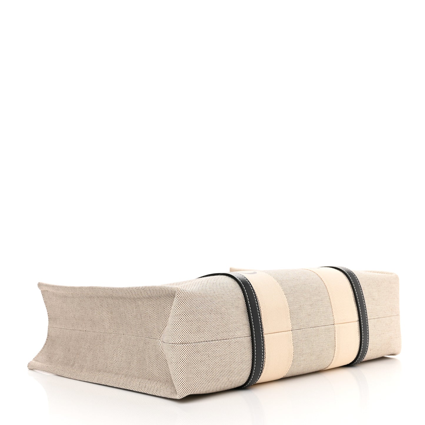 Cotton Calfskin Large Woody Ribbon Tote White Black