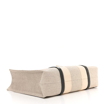 Chloe Cotton Calfskin Large Woody Ribbon Tote White Black 4 of 10