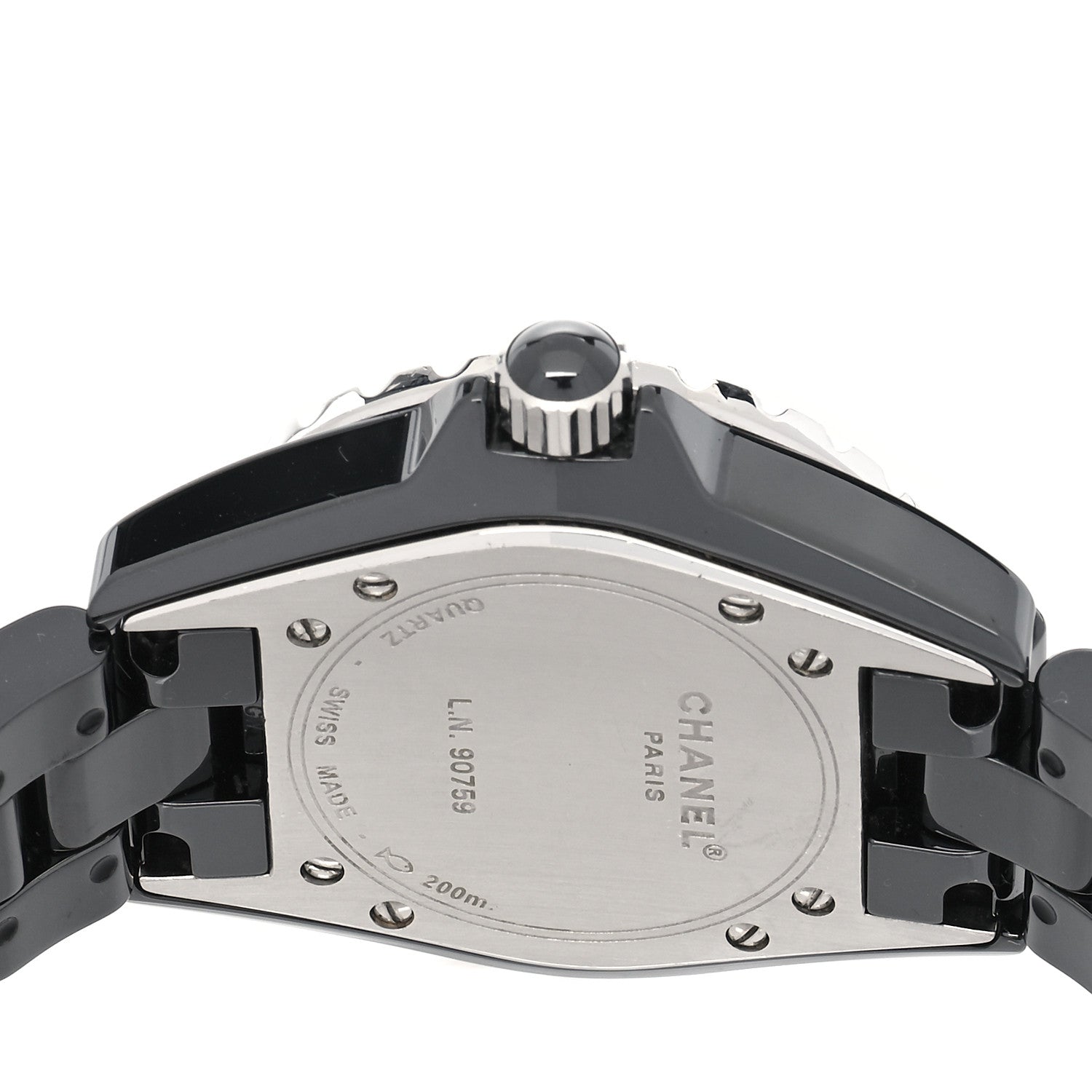 Chanel Stainless Steel Ceramic Diamond 33mm J12 Quartz Watch Black 4 of 4