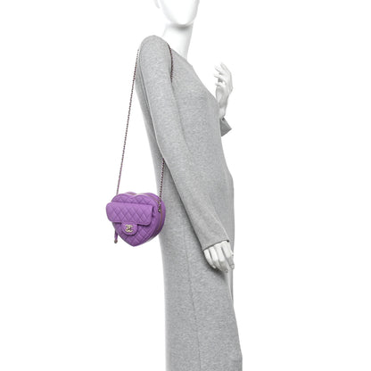 Chanel Lambskin Quilted CC In Love Heart Bag Purple 2 of 11
