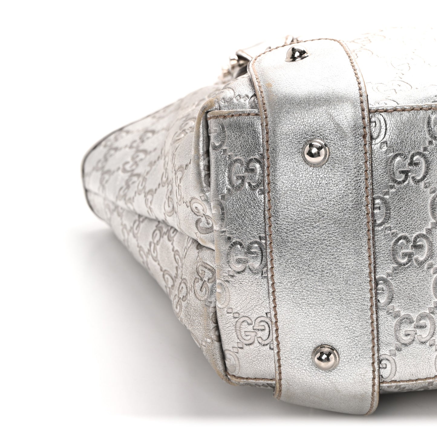Metallic Guccissima Medium Pelham Shoulder Bag Silver