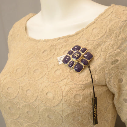 Chanel CC Brooch Purple Gold 2 of 3