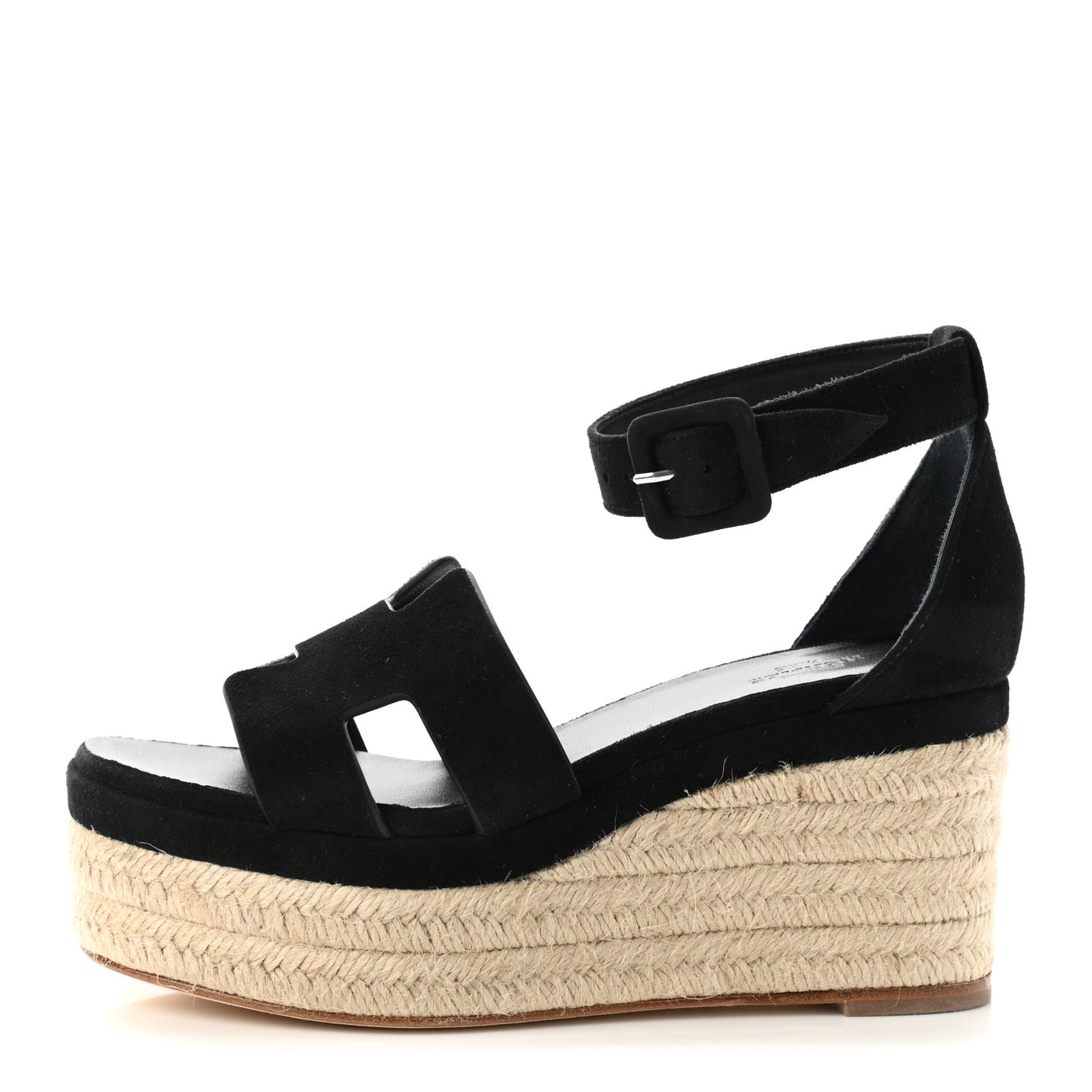 Suede Elda Espadrille Wedge Sandals 35 Black