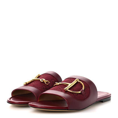 Gucci Calfskin Monogram Horsebit Womens Slide Sandals 38.5 Rosso Ancora 4 of 10
