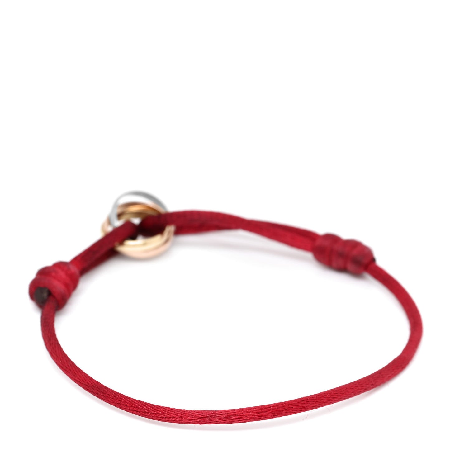 18K Pink Yellow White Gold Trinity Cord Bracelet Red