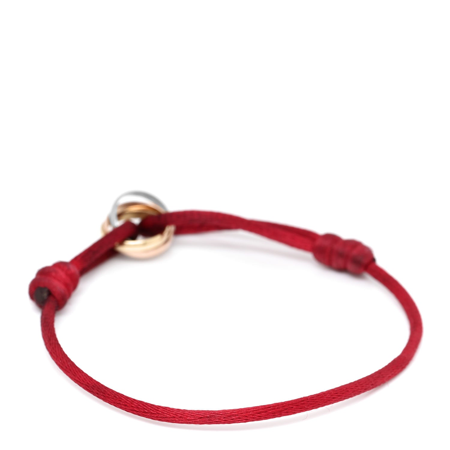 Cartier 18K Pink Yellow White Gold Trinity Cord Bracelet Red 2 of 4