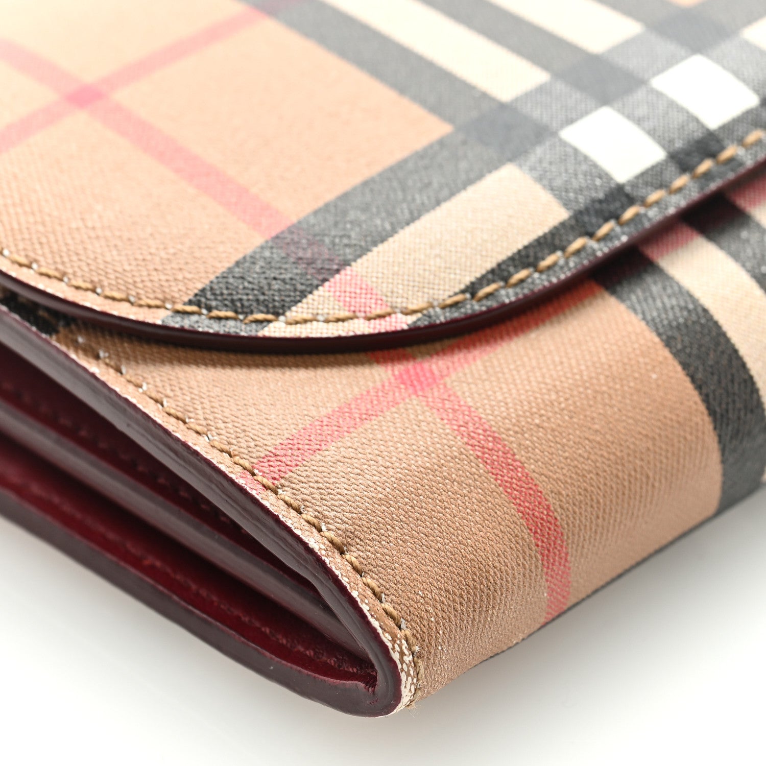 Burberry Vintage Check Henley Wallet On Chain Crimson 7 of 9