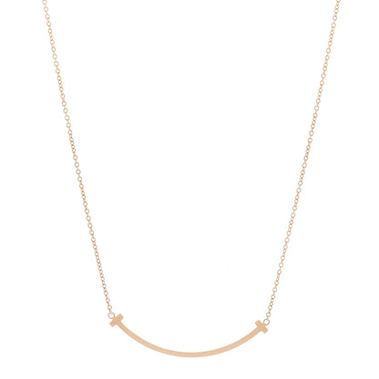 Tiffany 18K Rose Gold Small T Smile Pendant Necklace 1 of 5