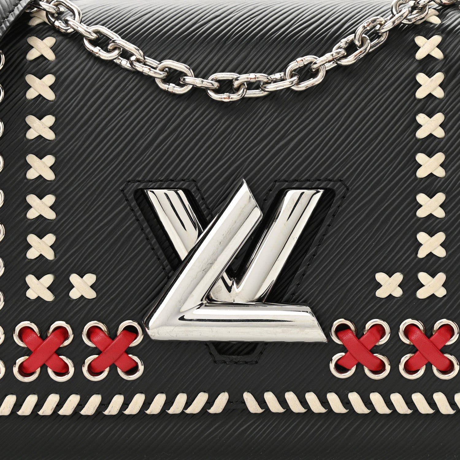 Louis Vuitton Epi Embroidered Twist Shoulder Bag MM Black 7 of 10