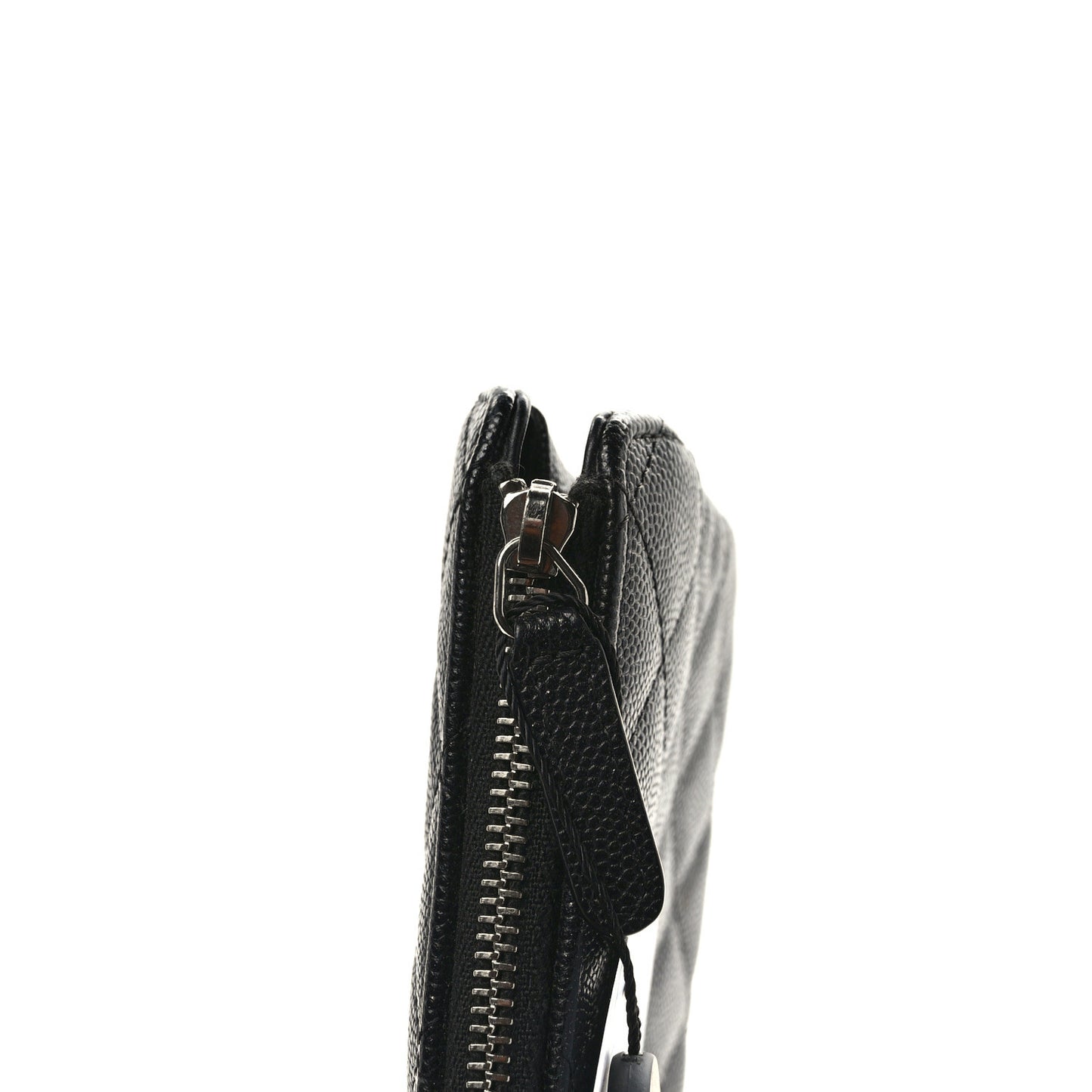 Iridescent Caviar Quilted Small Zipped Pouch Black