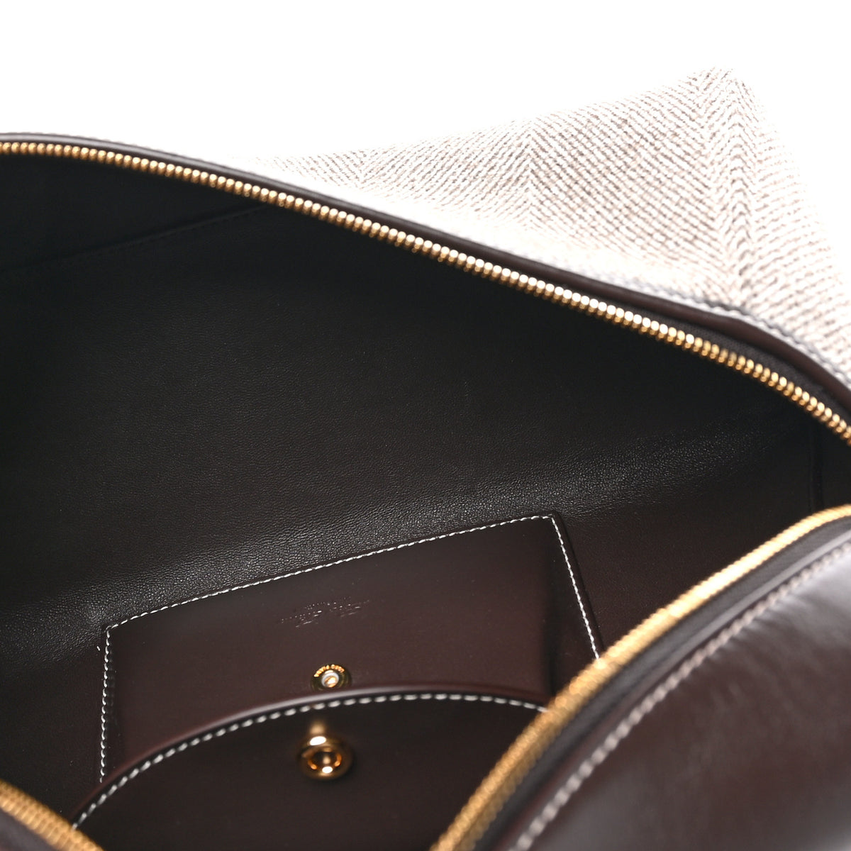 Calfskin Merino Wool Extra Bag L27 Natural Brown Dark Chocolate Licorice Sun Gold