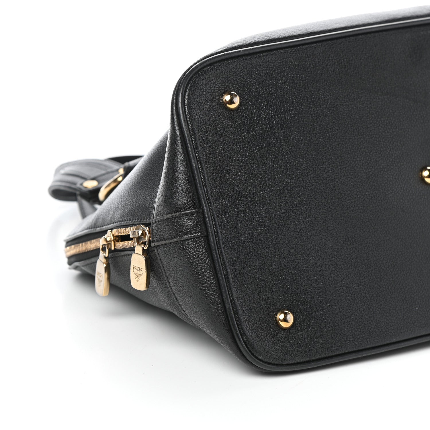 MCM Grained Calfskin Studded Boston Bag Black 8 of 9