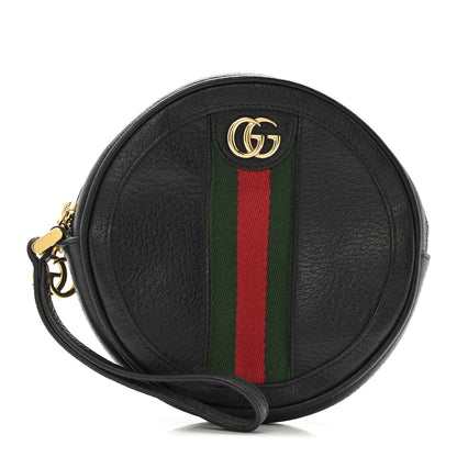 Gucci Textured Calfskin Web Ophidia Round Wrist Wallet Black 1 of 10