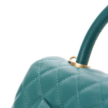 Chanel Caviar Quilted Small Coco Handle Flap Dark Turquoise 11 of 12