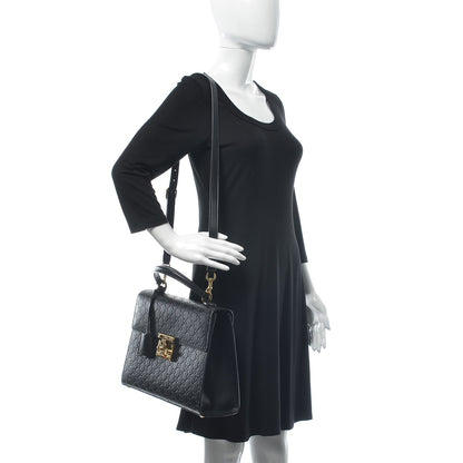 Gucci Guccissima Signature Medium Padlock Top Handle Bag Black 2 of 8