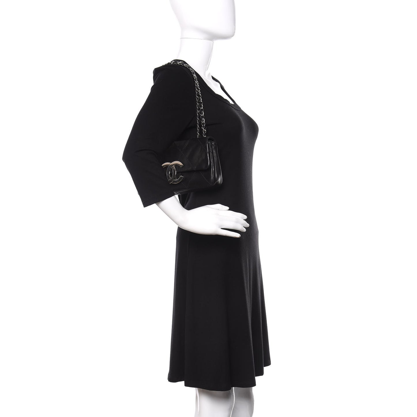 Lambskin Diamond Stitched CC East West Flap Black