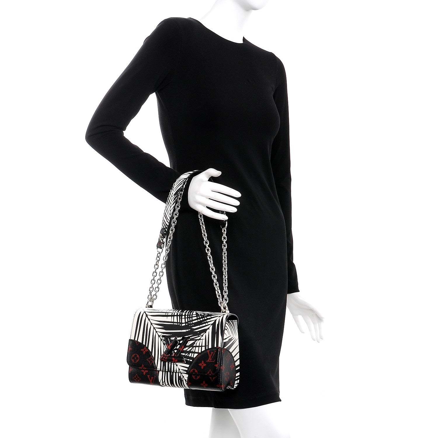 Louis Vuitton Monogram Infrarouge Palm Twist Shoulder Bag MM Black White 3 of 8