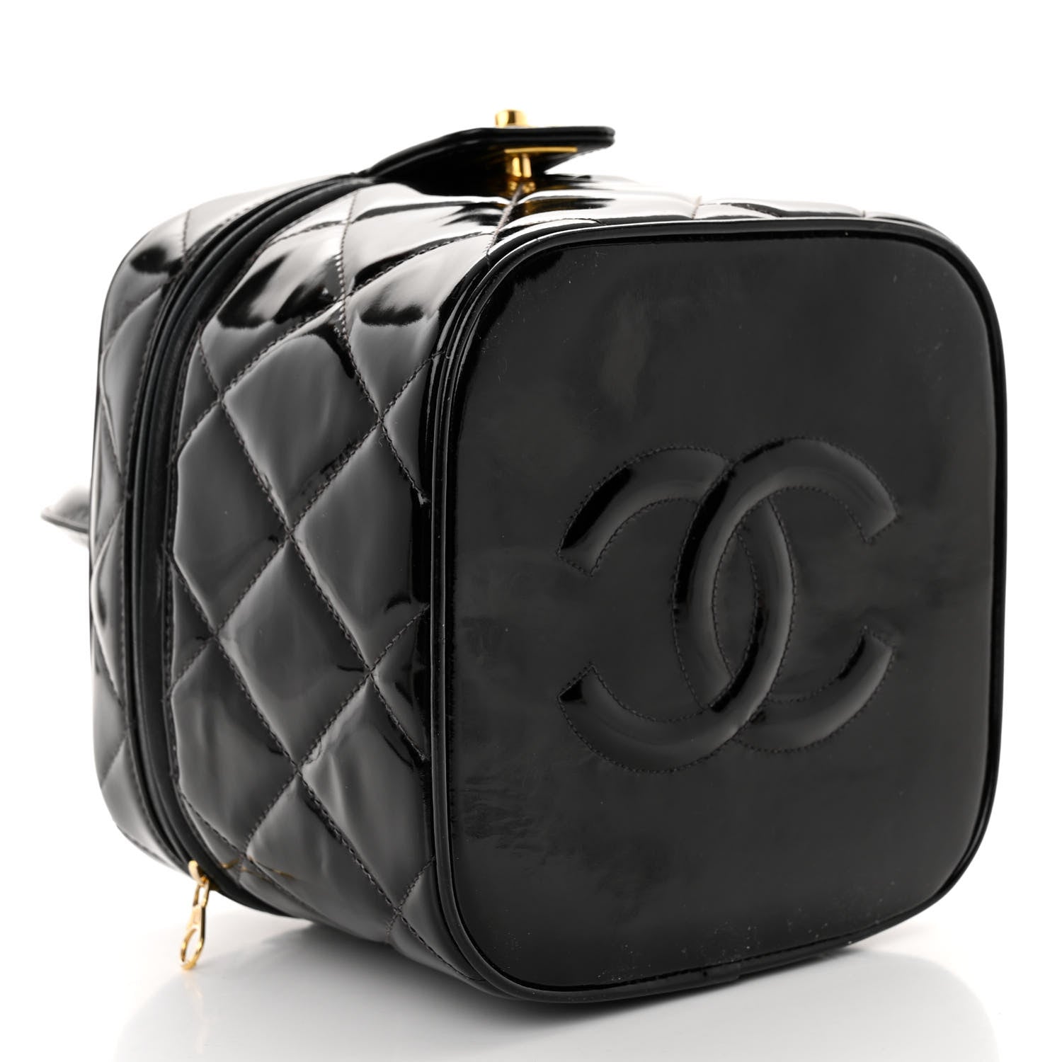 Chanel Patent Quilted Top Handle Vanity Case Black 4 of 11