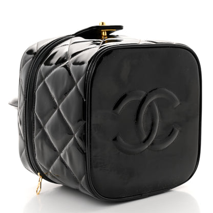 Chanel Patent Quilted Top Handle Vanity Case Black 4 of 11