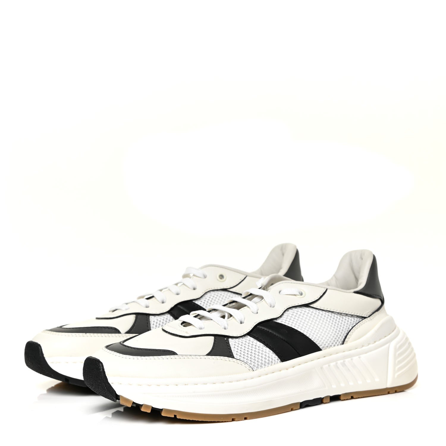 Bottega Veneta Calfskin Technical Mesh Speedster Sneakers 42 White Black 3 of 14