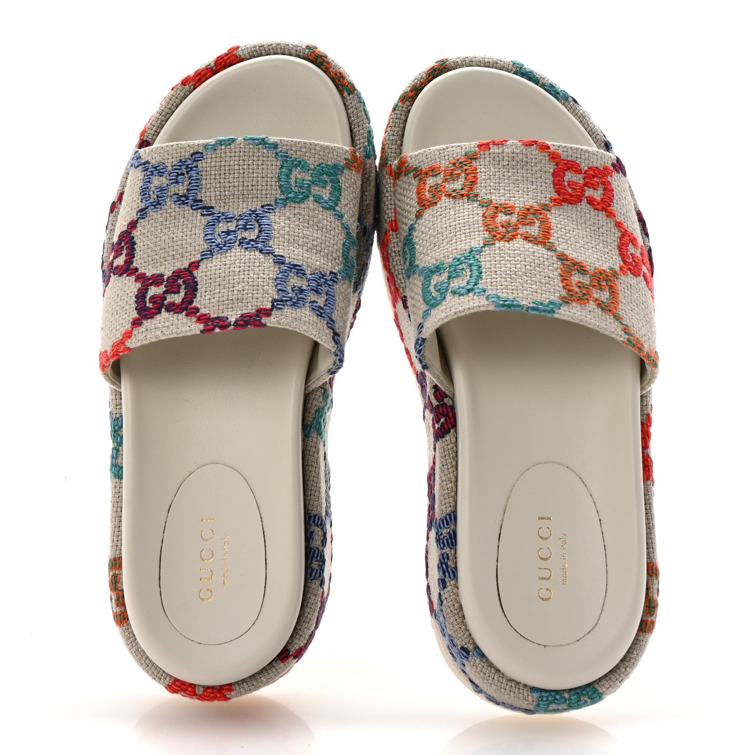 Gucci Linen Psychedelic Mini GG Monogram Angelina Platform 55mm Slide Sandals 35.5 Multicolor 2 of 10