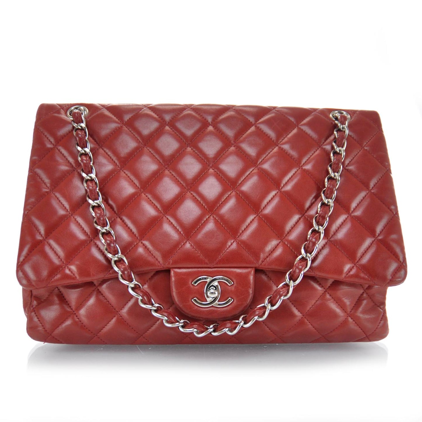 Lambskin Jumbo Single Flap Red