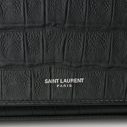 Saint Laurent Lambskin Crocodile Embossed Classic Paris Chain Wallet Black 12 of 12