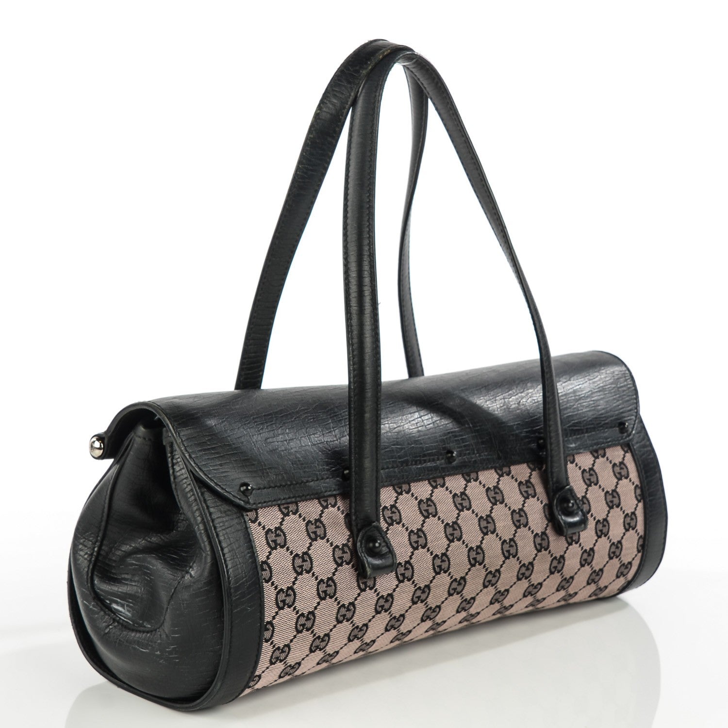 Gucci Monogram Bamboo Bullet Handbag Black 3 of 9