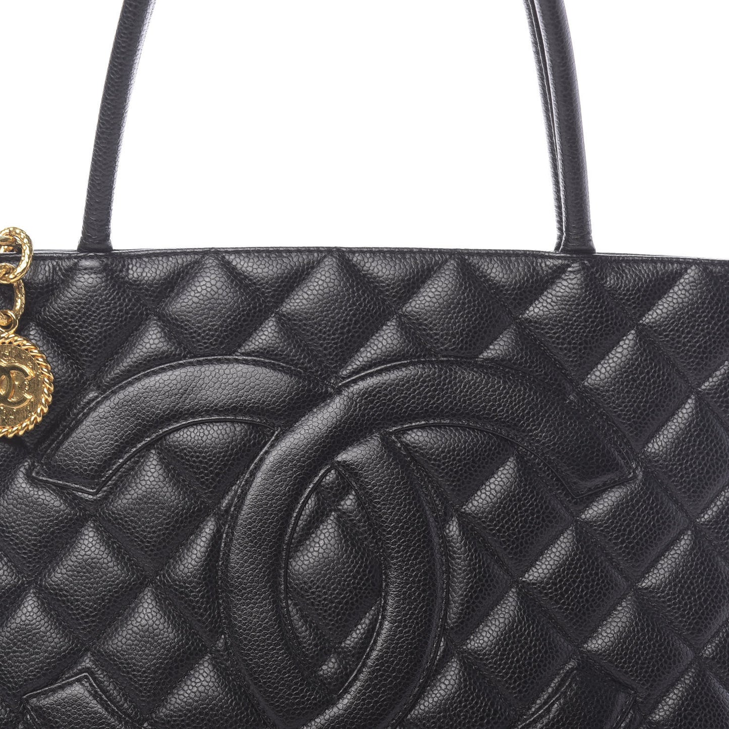 Caviar Quilted Medallion Tote Black