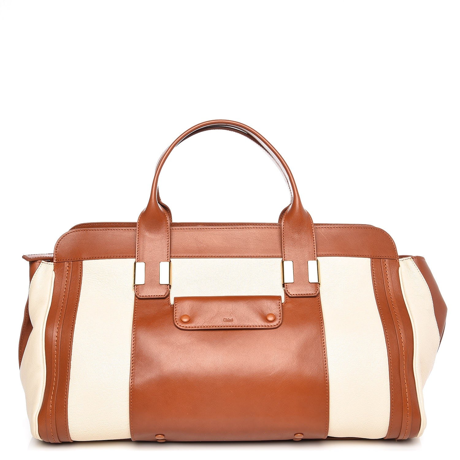 Chloe Calfskin Large Alice Satchel Husky White Tan 1 of 9