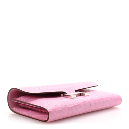 Hermes Matte Alligator Constance Long Wallet 5P Pink 5 of 9