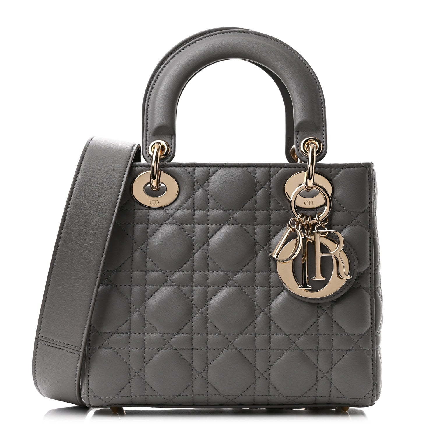 Christian Dior Lambskin Cannage Small My ABCDior Lady Dior Grey 1 of 11