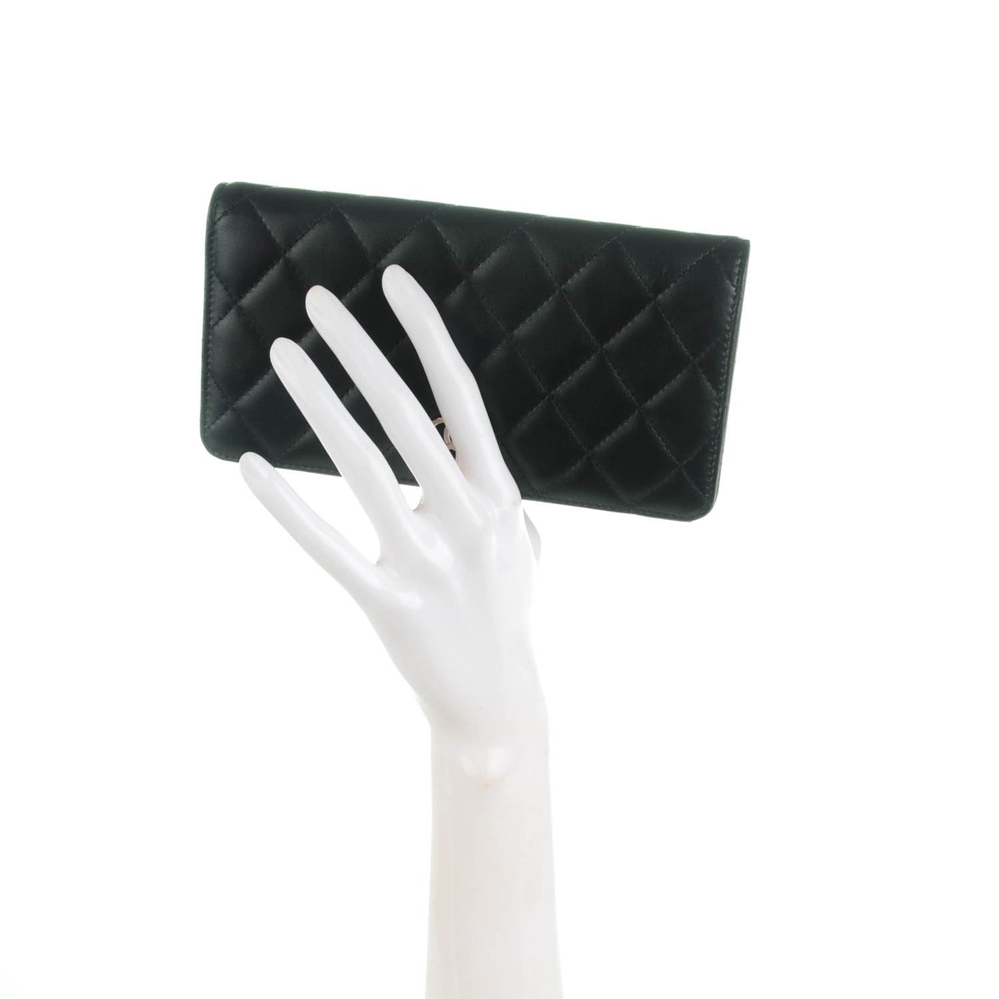 Lambskin Quilted Yen Wallet Black