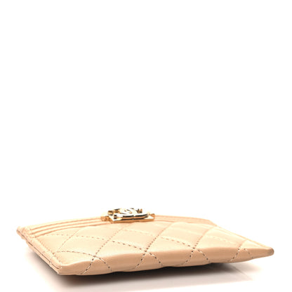 Chanel Lambskin Quilted Boy Card Holder Beige 4 of 9