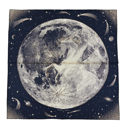 Hermes Silk Clair De Lune Double Face Scarf 90 Marine White Beige 1 of 3
