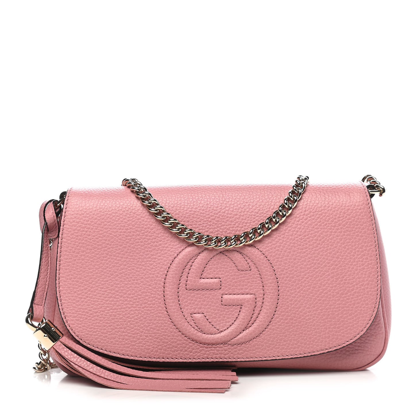Pebbled Calfskin Medium Soho Flap Crossbody Pink