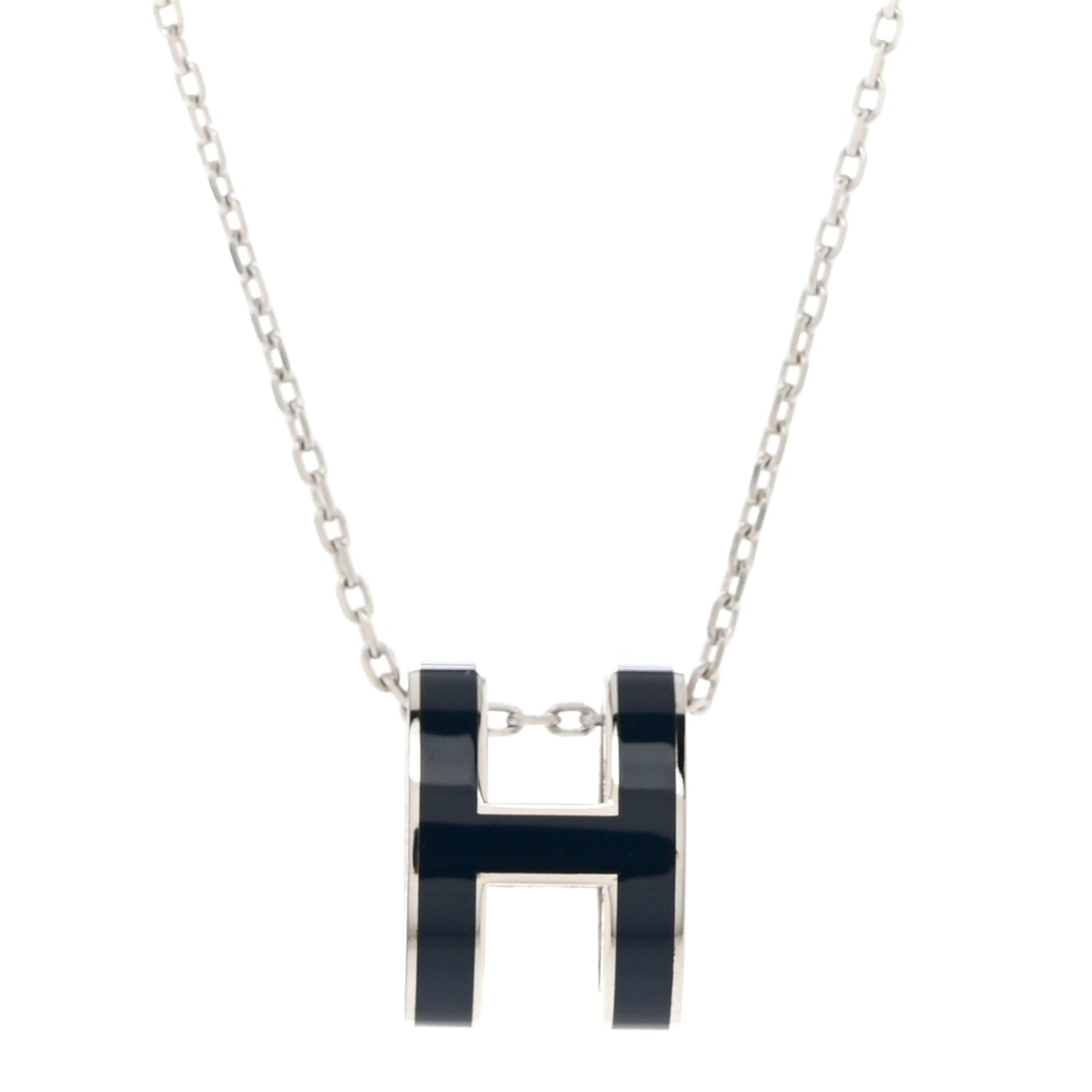 Lacquered Palladium Pop H Pendant Necklace Bleu Abysse