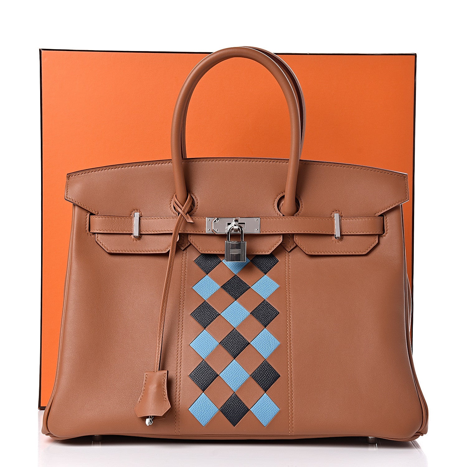 Hermes Swift Epsom Tressage Birkin 35 Gold Bleu du Nord Bleu Indigo 33 of 33