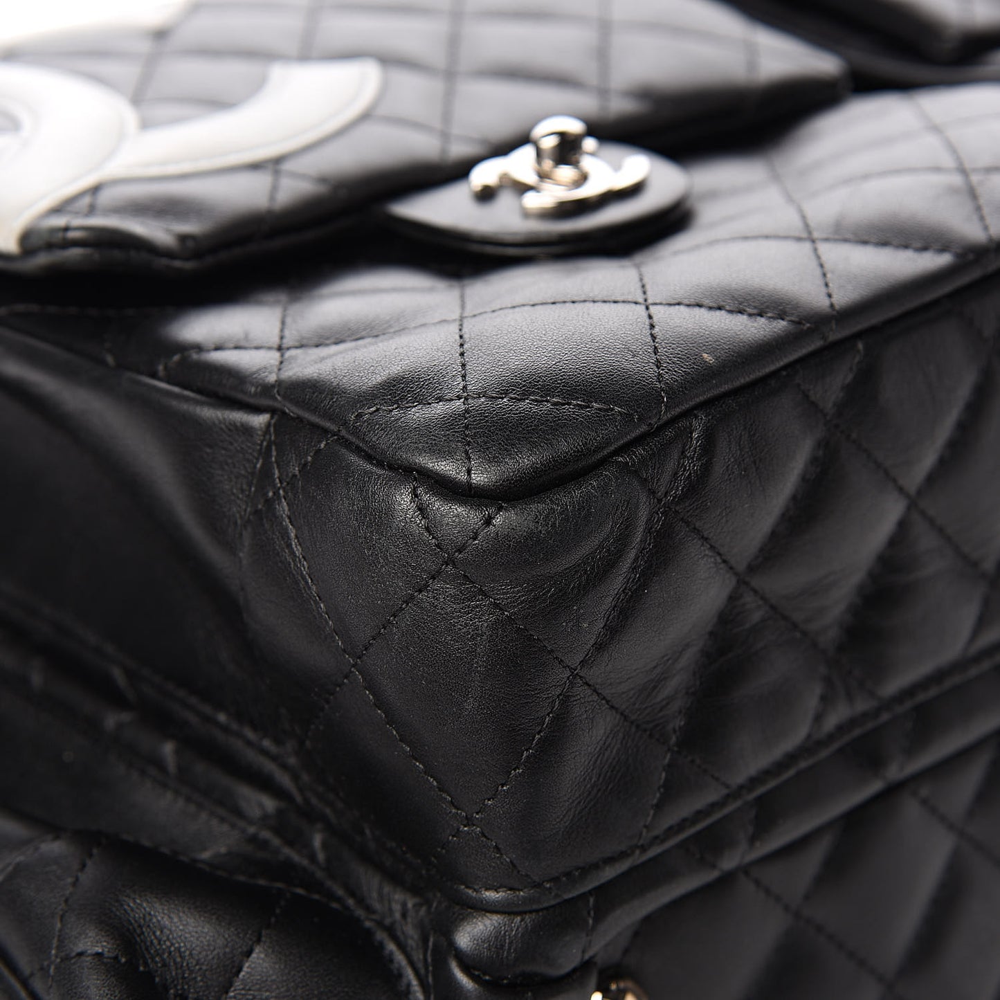 Calfskin Quilted XL Cambon Multipocket Reporter Black White