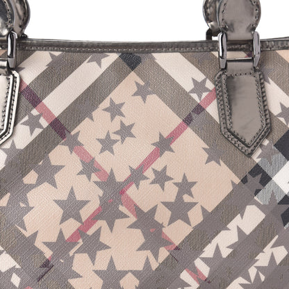 Burberry Patent Supernova Check Stars Medium Nickie Landscape Tote Pewter 10 of 11