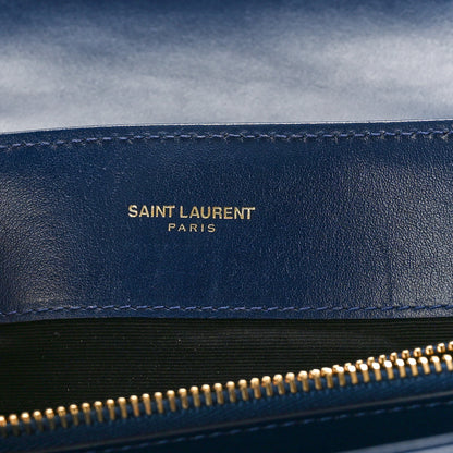 Saint Laurent Calfskin Y Quilted Monogram Medium Loulou Chain Satchel Deep Marine 6 of 13