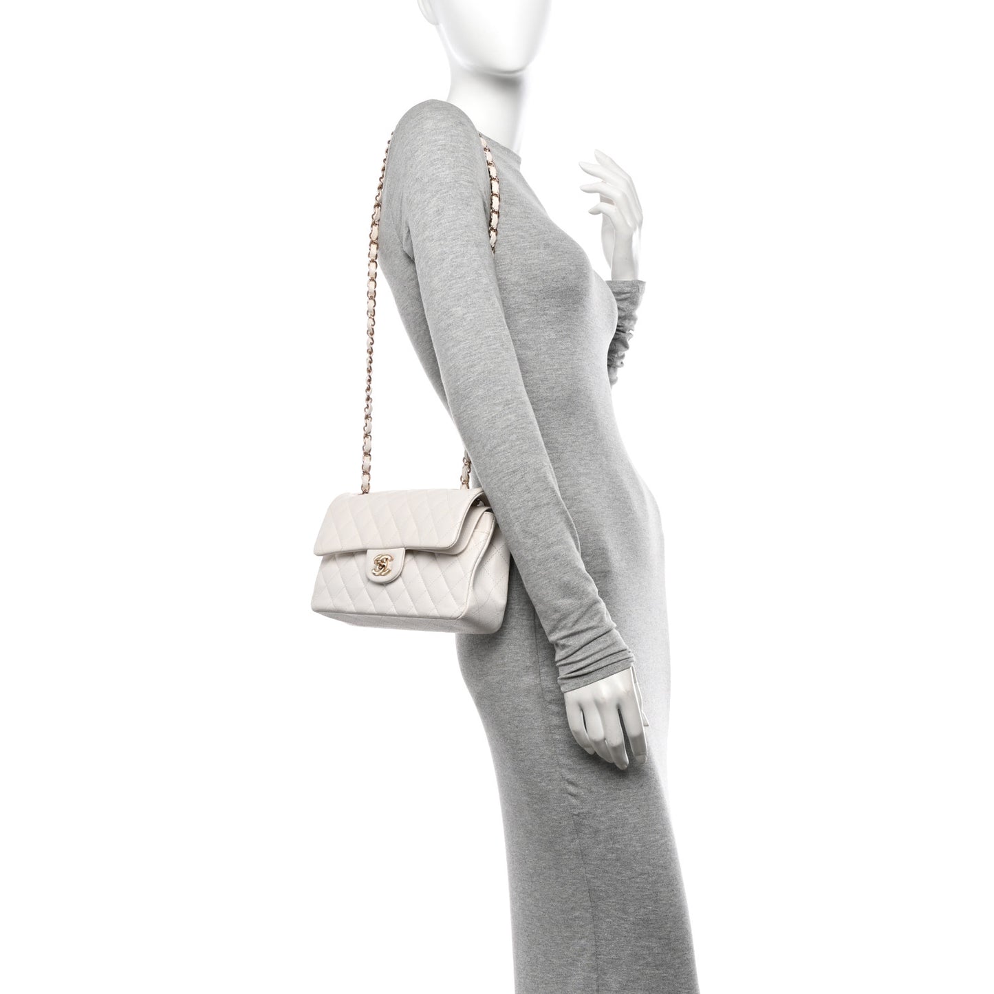 Caviar Quilted Small Double Flap White