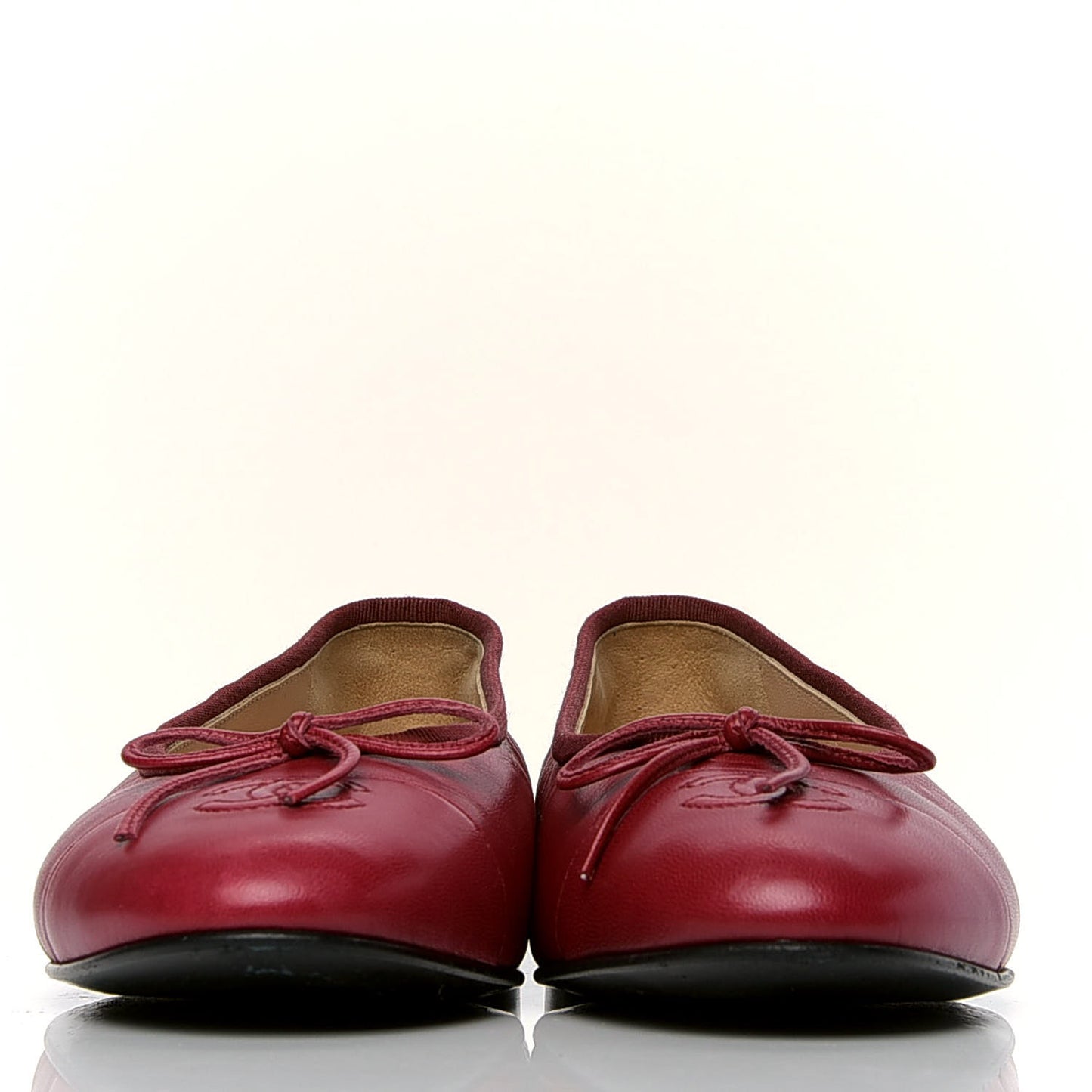 Lambskin Cap Toe Ballerina Flats 39.5 Red