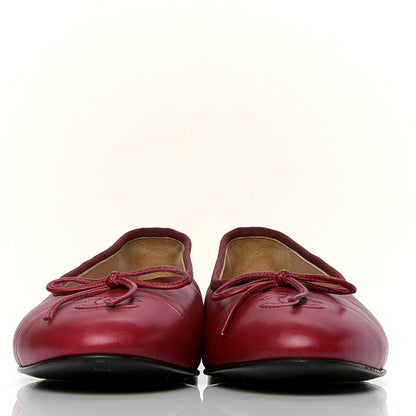 Chanel Lambskin Cap Toe Ballerina Flats 39.5 Red 2 of 4