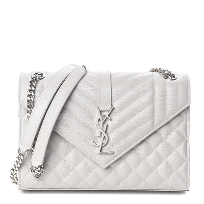 Saint Laurent Grain De Poudre Textured Mixed Matelasse Medium Triquilt Monogram Satchel Granite 1 of 9