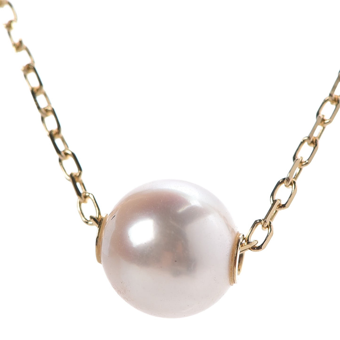 18K Yellow Gold Akoya Pearl 8mm Single Pendant Necklace