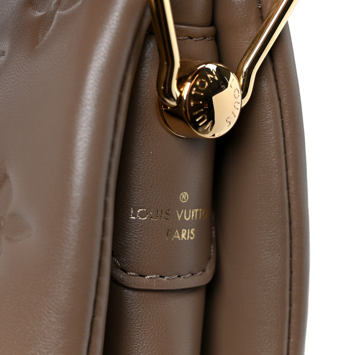 Lambskin Embossed Monogram Coussin PM Taupe
