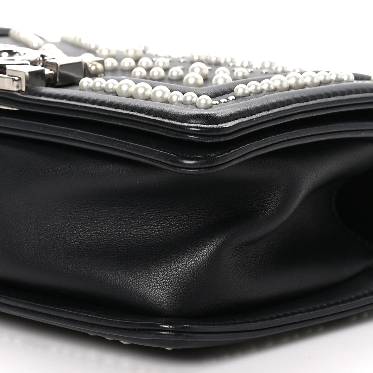 Chanel Calfskin Pearl Chevron Small Boy Flap Black 10 of 10