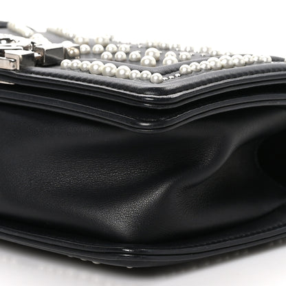 Chanel Calfskin Pearl Chevron Small Boy Flap Black 10 of 10