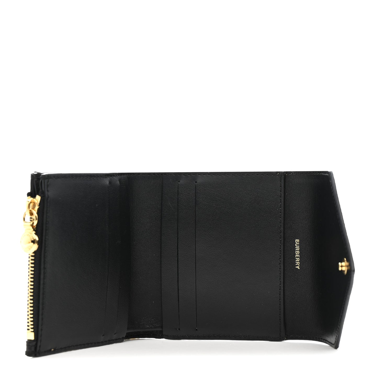 Grainy Calfskin Vintage Check Lila Tri-Fold Wallet Black